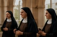 Poor Clare sisters walking together